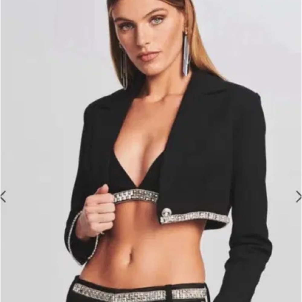 Retrofete Black Cropped Blazer with Silver Detailing